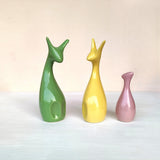 Deer Showpiece made of Ceramic - Figurine and Statues (Set of 3) (Green, Pink & Yellow)