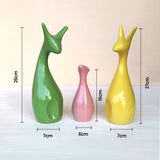 Deer Showpiece made of Ceramic - Figurine and Statues (Set of 3) (Green, Pink & Yellow)