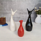 Deer Showpiece made of Ceramic - Figurine and Statues (Set of 3) (Red, Black & White)