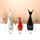 Deer Showpiece made of Ceramic - Figurine and Statues (Set of 3) (Red, Black & White)