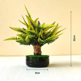 Artificial Autumn Fern Tree Plant – Realistic Greenery with Yellowish Shade for Home & Office Decor  Low Maintenance Accent in Black Pot