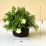 Artificial White Flower Plant – Elegant Greenery with Blooming Flowers in Black Pot | Decorative Accent for Home & Office | Low Maintenance Decor