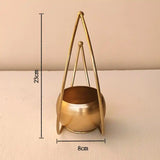 Deco Design Gallery Metal Golden Moon Shaped Planter for Home and Office Decor, Flower Pot