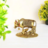 Divine Kamdhenu Cow and Calf Showpiece with Makhan Chor Laddu Gopal