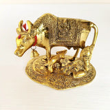 Divine Kamdhenu Cow and Calf Showpiece with Makhan Chor Laddu Gopal