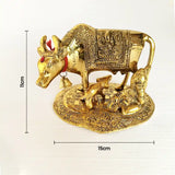 Divine Kamdhenu Cow and Calf Showpiece with Makhan Chor Laddu Gopal