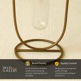 Elegant U-Shaped Golden Metal Flower Vase with Glass Tube Flower Pot