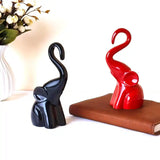 Elephant Showpiece Decor Set - Piano Finish made of Ceramic - Figurine (Set of 2)