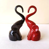 Elephant Showpiece Decor Set - Piano Finish made of Ceramic - Figurine (Set of 2)