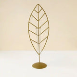 Golden Metal Leaf Shape Plant Holder with Glass Tube