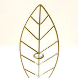 Golden Metal Leaf Shape Plant Holder with Glass Tube