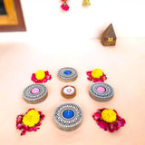 Handmade Wooden Block Print Tea Light Candle Holder | Perfect for Diwali, Rangoli & Home Décor