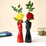 Set of 2 Hand-Shaped Ceramic Decorative Showpieces - Red & Black | Modern Home Decor