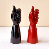 Set of 2 Hand-Shaped Ceramic Decorative Showpieces - Red & Black | Modern Home Decor