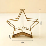 Star-Shaped Gold Metal Flower Vase with Transparent Glass Tube for Home and Office Decor