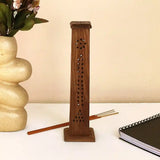 Traditional Hand-Carved Agar Batti Stand Incense Sticks Tower Made of Real Wood