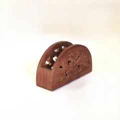 Wooden Carved Tissue Paper Holder, D Shape Net Jaali Art, Napkin Holder