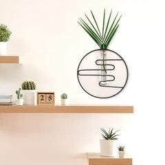 Black Metal Wall Mounted Glass Tube Planter - Flower Pot and Vases