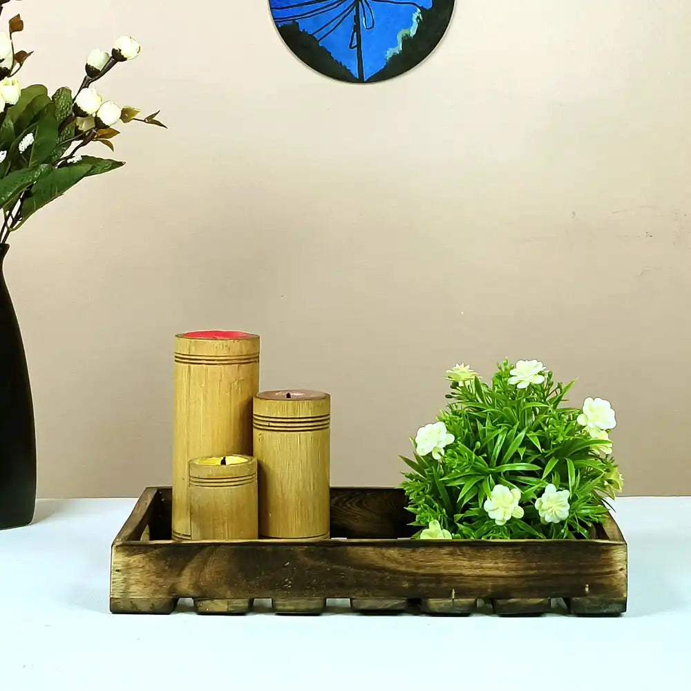 Bamboo Candle Set Of 3 - Natural Eco-Friendly Decor