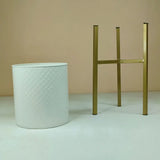 Mid Century Gold Metal Planters with Stands - Set of 2