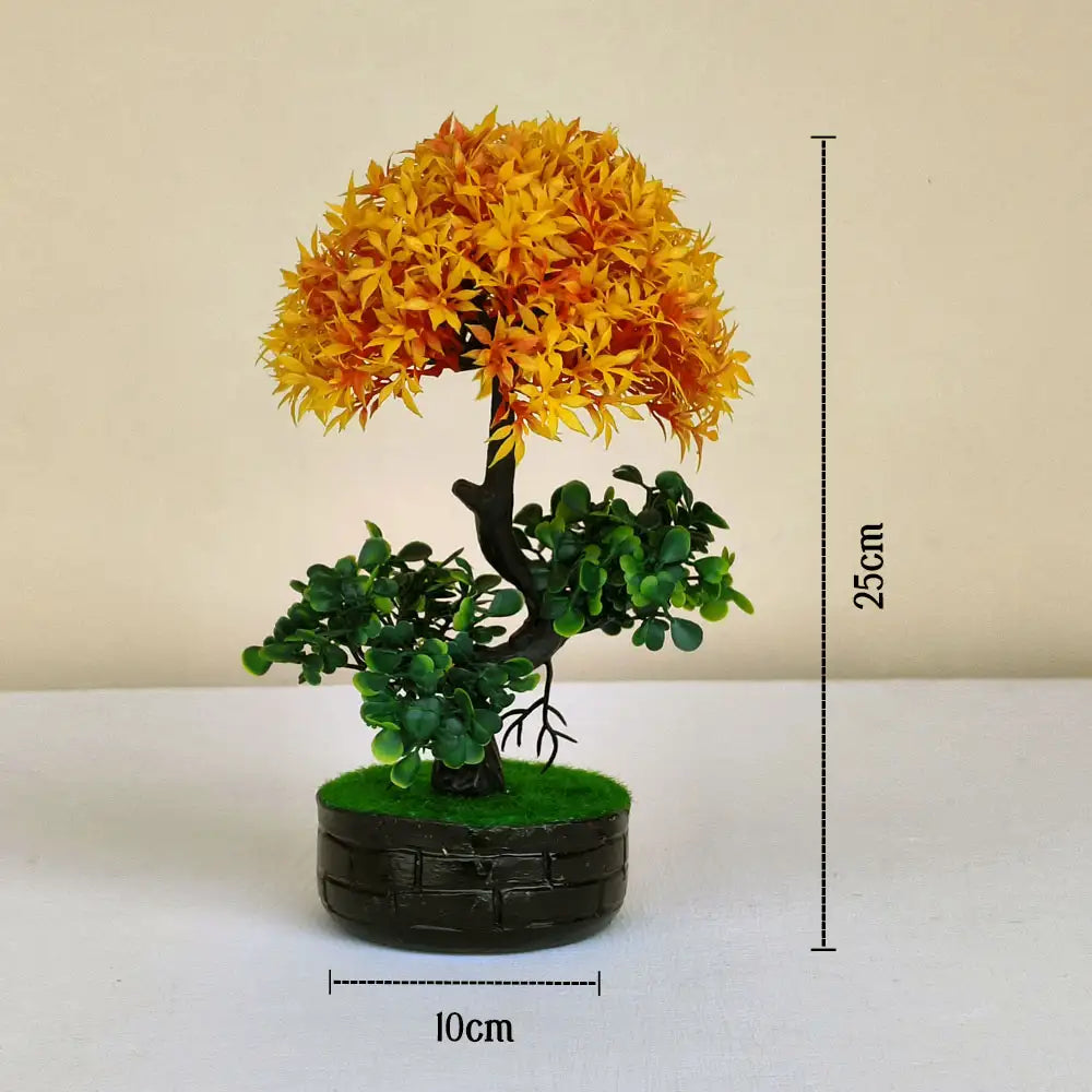 Yellow Artificial Plant with Pot - Lifelike Plastic Plants