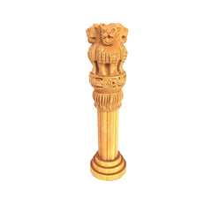 Wooden Ashok Stambh Pillar Statue - Handcrafted Ashoka Stambh Showpiece in 3 Sizes for Home Decor