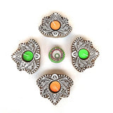 Wooden Leaf-Shaped Block Print Tea Light Holder | Perfect for Diwali, Rangoli & Home Décor