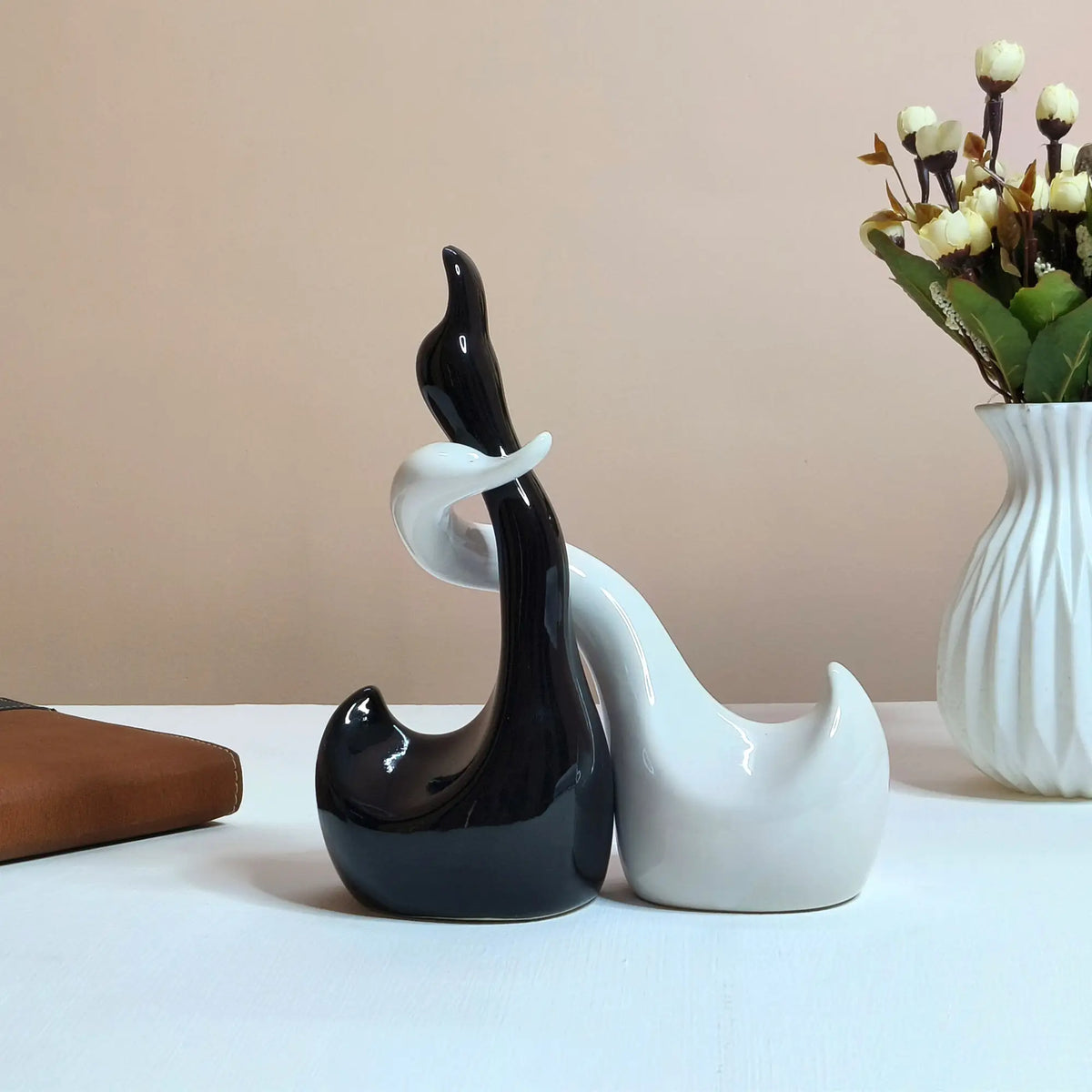 Swan Hugging Ceramic Figurine Decor Item