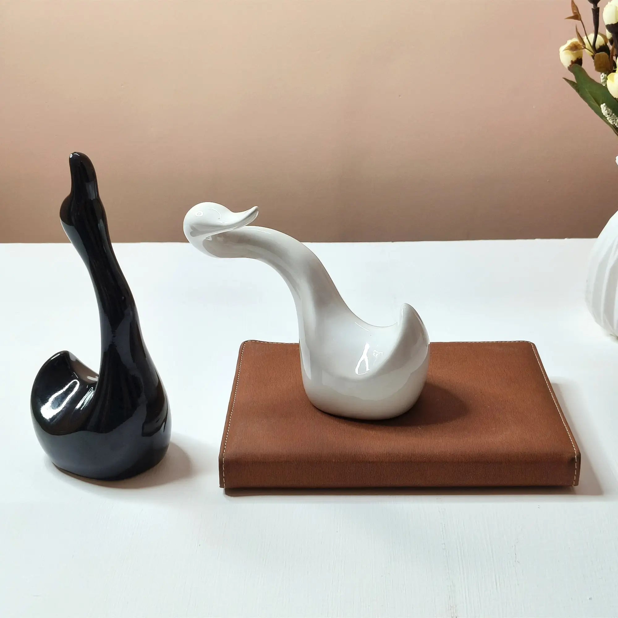 Swan Hugging Ceramic Figurine Decor Item